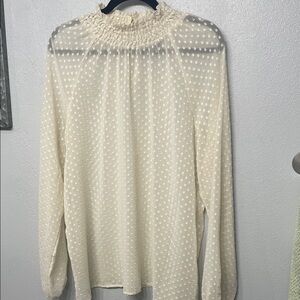 Romantic Cream Polka Dot Women's Blouse Mossimo